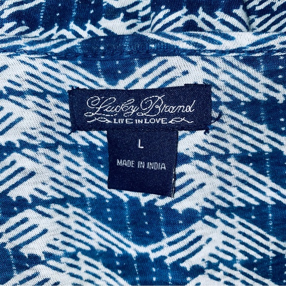 Lucky Brand boho embroidered tassel tie neck top, size large - Picture 9 of 11